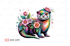 Colorful otter adorned with flowers floral nature Product Image 1