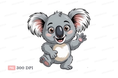 Cute gray koala waving hello white pink Product Image 1