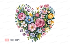 Heart shaped floral arrangement with butterfly pink Product Image 1