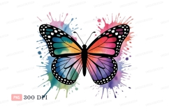 Colorful butterfly watercolor splashes rainbow Product Image 1
