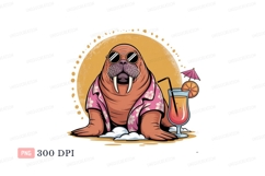 Cool walrus wearing sunglasses and Hawaiian shirt tropical Product Image 1