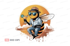 Bee holding cocktail wearing hat and sunglasses striped Product Image 1