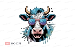 Cool cow wearing sunglasses blue pink Product Image 1