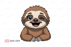 Cute winking sloth cartoon animal mammal Product Image 1