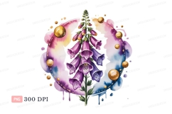 Purple foxglove watercolor art floral botanical Product Image 1