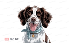Brown white dog wearing polka dot scarf canine animal Product Image 1