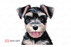 Miniature schnauzer puppy portrait black white Product Image 1