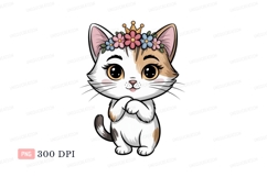 Cute cat wearing flower crown and crown kitten animal Product Image 1