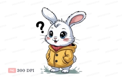 Cute white bunny wearing yellow coat rabbit Product Image 1