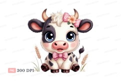 Adorable calf with pink bow and bowtie cute Product Image 1