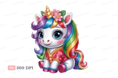Adorable unicorn with rainbow mane horn flowers Product Image 1