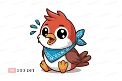 Cute red bird with blue bandana image Product Image 1