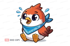 Orange bird wearing blue bandana cute Product Image 1