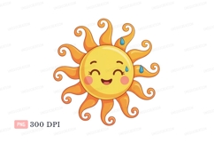 Smiling sun with sweat drops happy Product Image 1