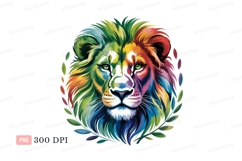 Colorful Lion Head Laurel Wreath mane green Product Image 1