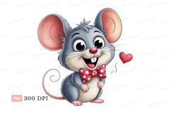 Smiling mouse red polka dot bowtie pink ears rodent Product Image 1