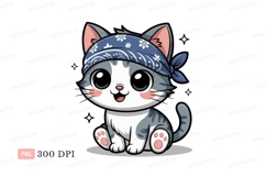 Cute cat wearing bandana kitten animal Product Image 1