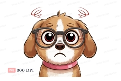 Confused puppy wearing glasses worried Product Image 1