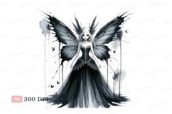 Gothic fairy elegant gown butterfly wings image Product Image 1