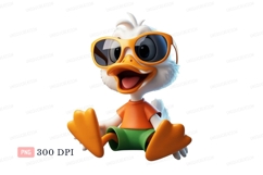 Cartoon duck wearing sunglasses and summer clothes Product Image 1