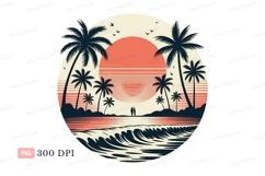 Couple watching sunset on tropical beach ocean waves Product Image 1