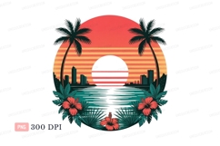 Tropical sunset city skyline ocean view image Product Image 1