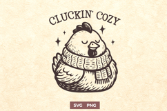 Cluckin&#039; Cozy SVG PNG Cute Winter Chicken Funny Art Design Product Image 1