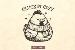 Cluckin' Cozy SVG PNG Cute Winter Chicken Funny Art Design Product Image 1