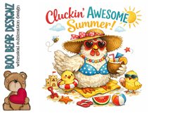 Cluckin Awesome Summer! Farm Chicken Clipart Product Image 1