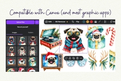 Retro Pugmas Dog Christmas Watercolor Clipart Product Image 10