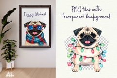 Retro Pugmas Dog Christmas Watercolor Clipart Product Image 6