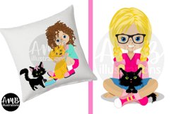 Girls with Pets, Cute Animal Clipart, AMB-2981 Product Image 3