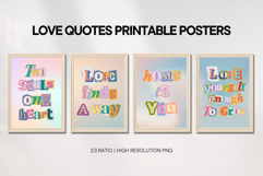 Love Quotes Printable Wall Art Retro Groovy Posters Set Product Image 2