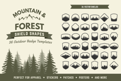 36 Mountain and Forest Shield Shapes Product Image 1