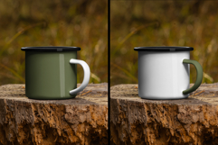 6 Enamel Mug Mockup. Rustic Outdoor Coffee Cup Branding Product Image 3