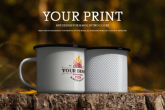 6 Enamel Mug Mockup. Rustic Outdoor Coffee Cup Branding Product Image 4