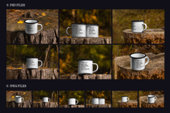 6 Enamel Mug Mockup. Rustic Outdoor Coffee Cup Branding Product Image 6