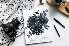 Black Ink Flowers Watercolor Clipart Product Image 8