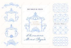 Chinoiserie Mums Pagoda Blue Toile. DIY Digital paper Product Image 2