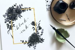 Black Ink Flowers Watercolor Clipart Product Image 7