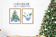 Blue Christmas Chinoiseries Watercolor Clipart Product Image 3