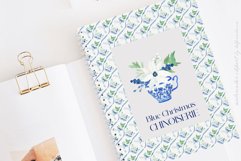 Blue Christmas Chinoiseries Watercolor Clipart Product Image 9