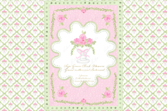 Grand millennial Botanical Sage Green Pink Flowers Product Image 1