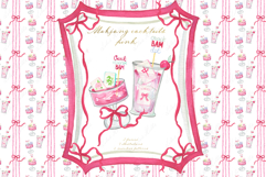 Mahjong Pink Cocktails Watercolor DIY clipart Product Image 2