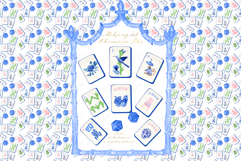 Mahjong Chinoiserie Watercolor Clipart: Hand Painted Tiles Product Image 1