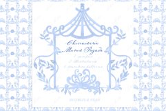 Chinoiserie Mums Pagoda Blue Toile. DIY Digital paper Product Image 1