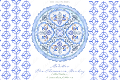 Blue Chinoiserie Monkey Medallion Product Image 1