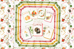 Thanksgiving Mahjong Autumn Watercolor Clipart: Hand Painted Product Image 1