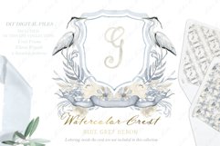 Grey Blue Heron Wedding Watercolor Family Crest DIY Product Image 1