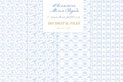 Chinoiserie Mums Pagoda Blue Toile. DIY Digital paper Product Image 3